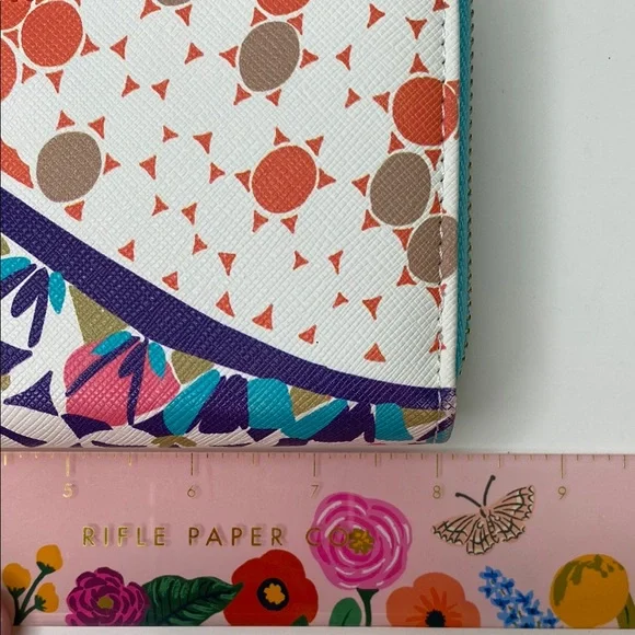 Trina Turk Zip Around Continental Vegan Wallet Colorful Geometric Turquoise - Picture 9 of 10